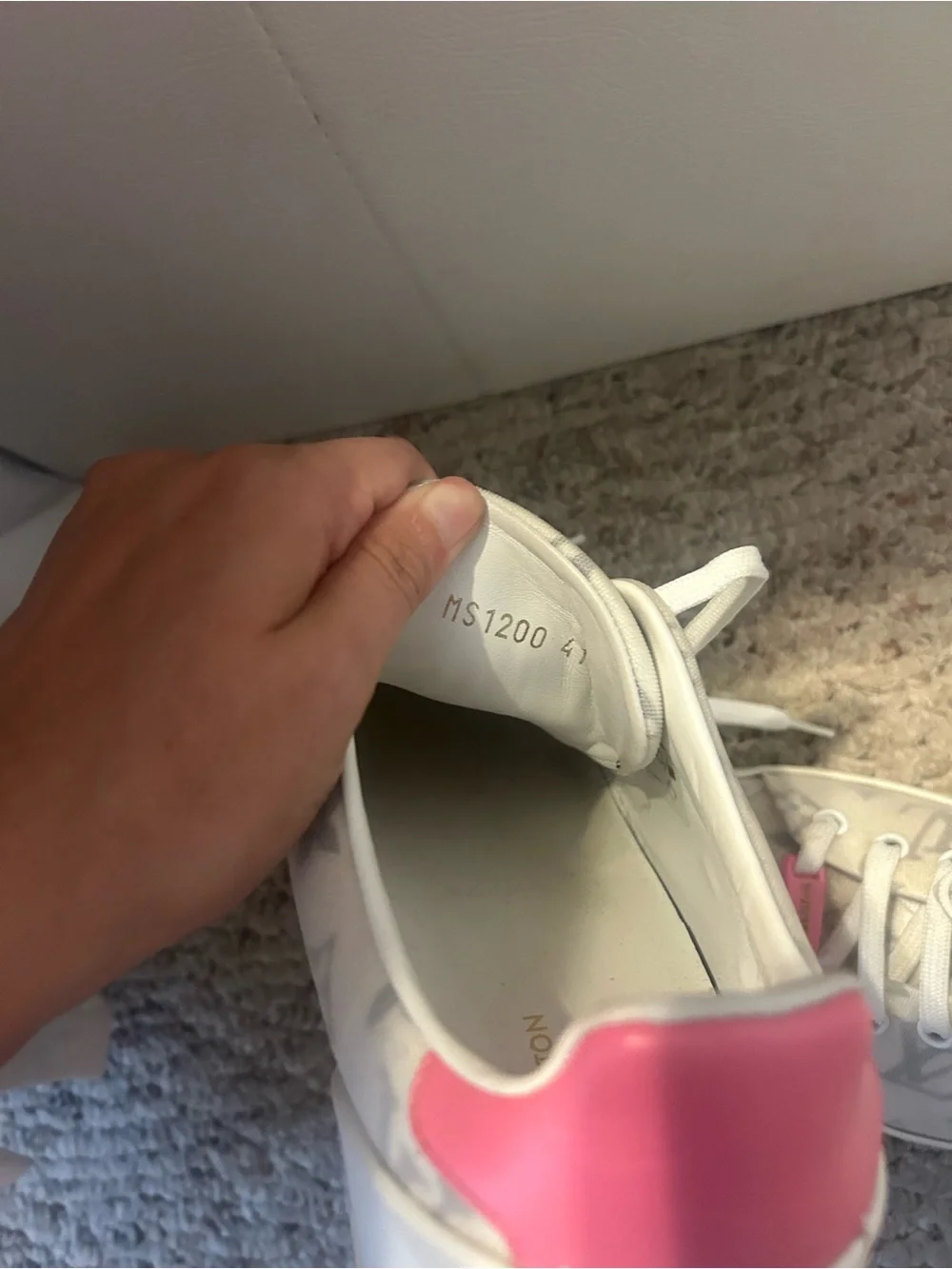 Louis Vuitton White & Pink Monogram Low-Top Sneakers